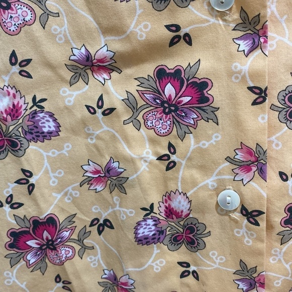 Chamonix Yellow French floral sleeveless button down small - Picture 2 of 6